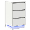  Nattbord med LED Hvit 39x34.5x65 cm Konstruert tre