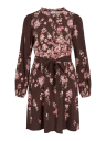 VIELMA O NECK L/S SHORT DRESS/LN COFFE BEAN FLOWERS