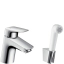 Hansgrohe Logis 1-greps servantbatteri Med sidedusj, Krom