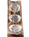 Avlang Røkelsesholder i Mangotre med Hamsa Motiver 27,5 cm