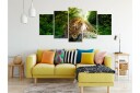 Bilde Leopard Lying 5 Parts Wide Green 100x50   Artgeist sp. z o. o.