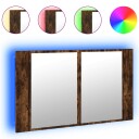  LED-speilskap røkt eik 80x12x45 cm akryl