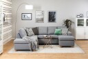 Crazy 4 seters Venstrevendt U formet Large Sofa med Divan og Sjeselong i Stoff   Grå