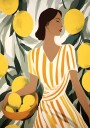 Woman with Lemons Modern Mediterranean Plakat Plakat / 21x30cm