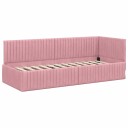  Hjørnesengramme med hodegjerde Rosa 80 cm x 200 cm Fløyel