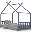 Sengeramme for barn heltre furu 80x160 cm - grå