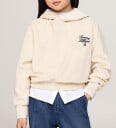 Tommy Hilfiger Heathered Oat Script Velour Hoodie 8 år
