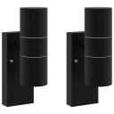  Utendørs Vegglamper 2 Pcs Svart 7 X 10 22cm Rustfritt Stål
