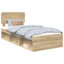  Sengestamme med hodegjerde Sonoma eik 90 x 200 cm Massiv furu