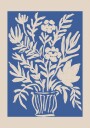 Cobalt Blue Floral Block Print Plakat Plakat / 40x50cm