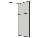 Dusjvegg med hylle svart 115x195 cm ESG-glass og aluminium