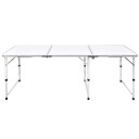 Sammenleggbart campingbord høydejusterbar aluminium 180x60cm