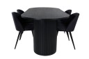 Venture Home Bianca Spisegruppe 200 cm Oval med 4 Velvet Stoler Sort