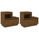 vidaXL Nattbord 2 stk honningbrun 60x34x51 cm heltre furu