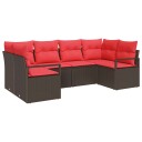 vidaXL Sofa sett med pute 6 pcs Brun Poly Rattan