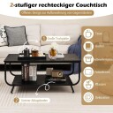 Marmor salongbord Rektangulært salongbord med 2 nivåer 105 x 55 x 46,5 cm Svart