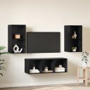  TV benk sett 3 pcs Svart eik 37 x 37 x 107 cm Konstruert tre