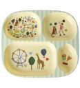 RICE Melamin middagssett for babyer   Fun Fair Print   Mint og blått