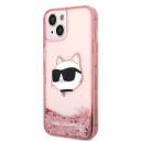 Karl Lagerfeld Glitter Choupette Head-etui for iPhone 14 Plus Rosa