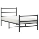 vidaXL Sengeramme i metall med hode- og fotgavl svart 90x190 cm 8721012302723