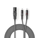 Nedis Balansert XLR til 2x RCA Lydkabel 3 m Mørk Grå