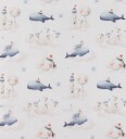 Nørgaard Madsens Sengetøy   Baby   Hvit m. Glade hvaler   Nørgaard Madsens   Baby   Sengetøy   Baby Beige Blå Lyseblå