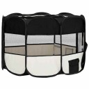 vidaXL Sammenleggbar lekegrind for hunder bæreveske svart 110x110x58cm