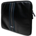 BMW 14" Laptop Sleeve med Karbon og Blå Striper - Svart