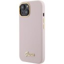 Guess Mobildeksel til iPhone 15/14/13 6.1" Rosa Hardcase med Metalllogo