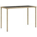  Hagebord med glassplate beige 115x54x74 cm polyrotting 365075