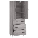 vidaXL Highboard grå sonoma 69,5x34x180 cm konstruert tre 8720845475093