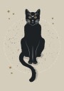 Moon Cat Mystical Black Cat Plakat Plakat / 50x70cm