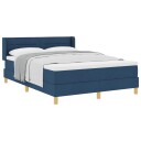  Box Spring Seng med Madrass Blå 140x200 cm Stof