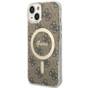 Guess iPhone 14 Deksel 4G Pattern MagSafe Brun