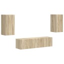  TV benksett 4 pcs Sonoma eik Konstruert tre