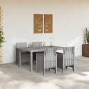  5 deler hage spisegruppe lys grå poly rattan