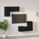  TV benksett 4 pcs Svart eik 60 x 30 x 30 cm Konstruert tre