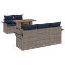 vidaXL Hagesofa Set 6 stk. grå og marineblå