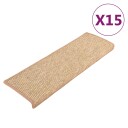vidaXL Selvklebende trappematter 15 stk 65x25 cm lysebrun