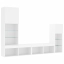  Vegghengte TV enheter med LED 4 deler hvit konstruert tre