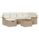  Hagesofa Set med pute 7 pcs beige og krem 242.5 x 132.5 x 85 cm