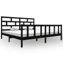 vidaXL Sengeramme svart heltre furu 200x200 cm