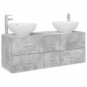 vidaXL Baderomsinnredningssett 3 stk. Betonggrå 49,5 x 44,5 x 65 cm