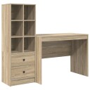  Skrivebord med lagring 2 pcs Sonoma eik 100 x 50 x 76 cm