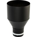 100 mm Metalbestos svart røykrør. Overgang til 130 mm stålskorstein.