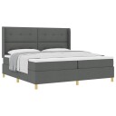  Box Spring Seng med Madrass   Mørkegrå 200x200 cm Stoff