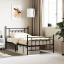 vidaXL Sengeramme i metall med hode- og fotgavl svart 107x203 cm 8720845883317
