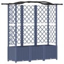 vidaXL Hevet Bed med Trellis og Tak Grå 163 x 40 x 138 cm PP