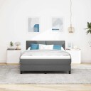  Box Spring Seng med Madrass og LED Mørkegrå 160x200 cm Stoff