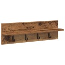  Vegghengt kleshenger med hylle Gammelt tre 60 x 10.5 x 18 cm
